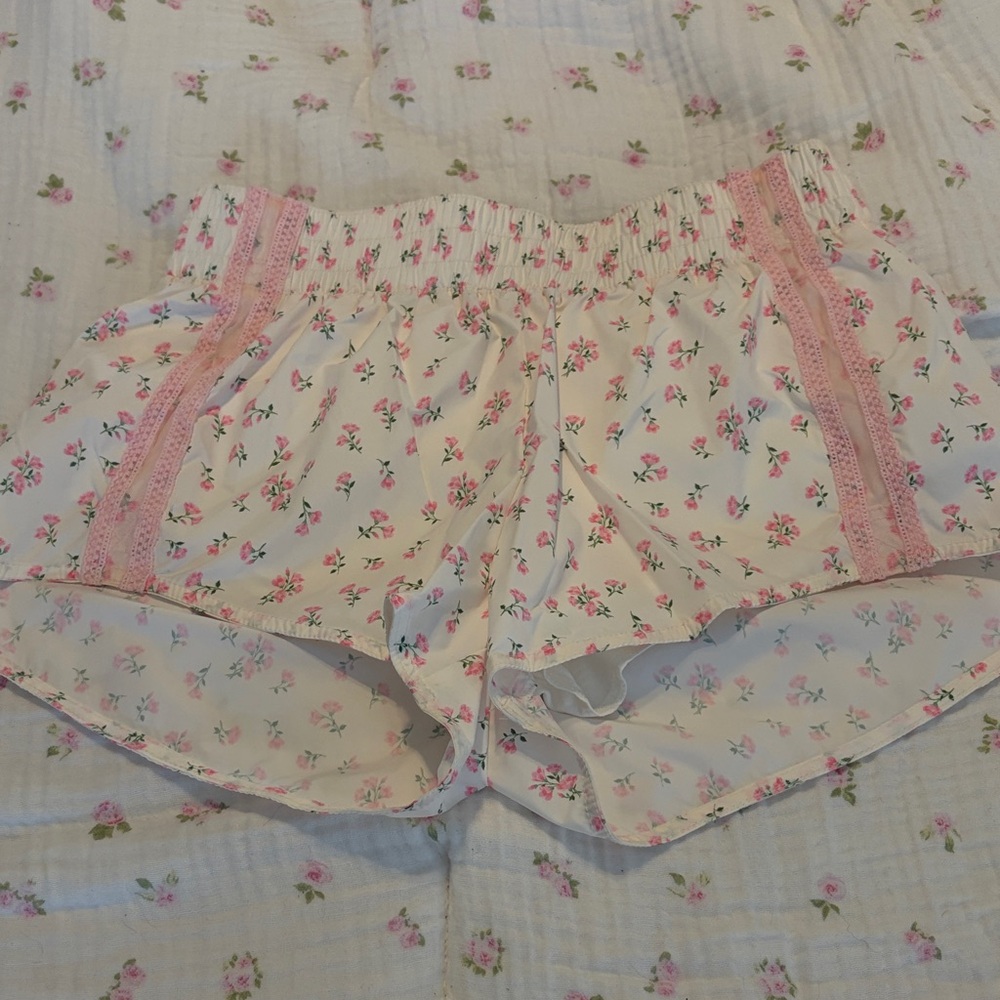 Women’s Floral Pink Bike Shorts - Lightweight Lounge Shorts